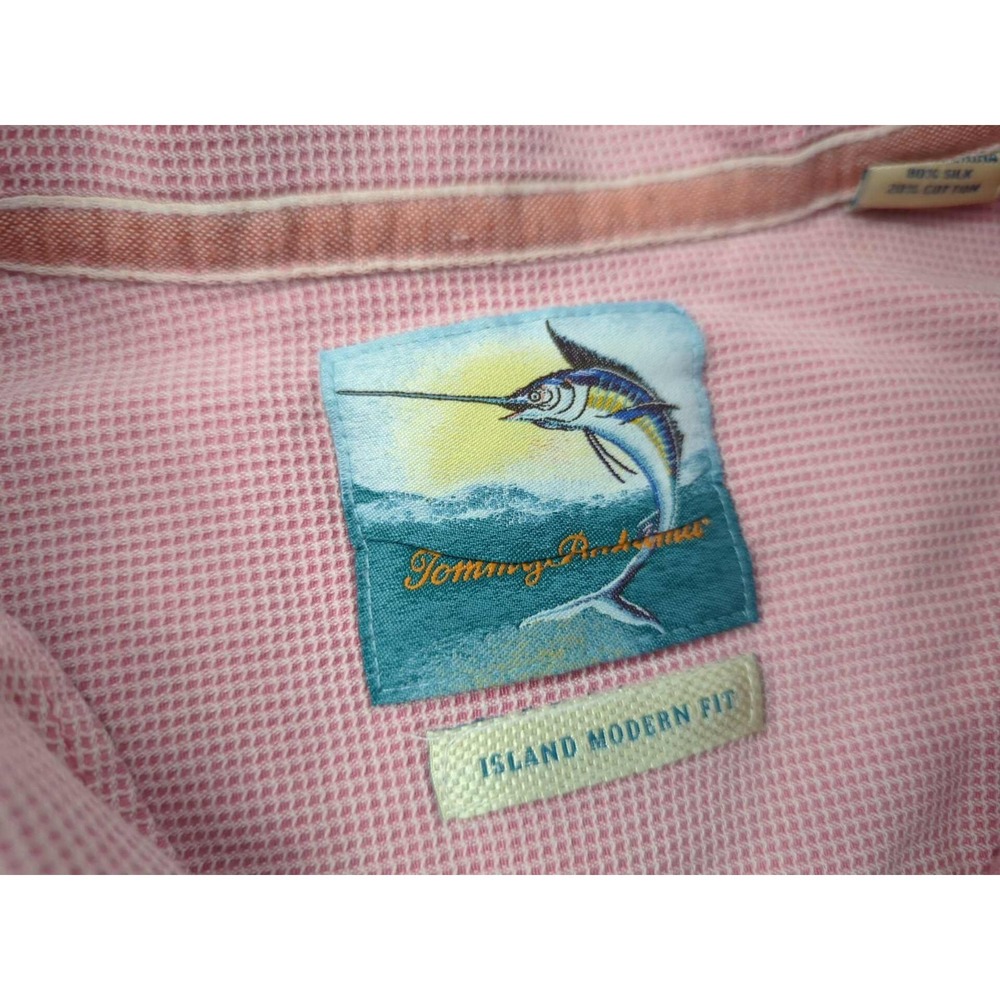 Tommy Bahama Button Up Shirt Mens XXL Pink Textured Silk Blend Island Modern Fit - Picture 2 of 9